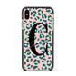 Personalised Leopard Print Pink Green Apple iPhone Xs Max Impact Case Black Edge on Gold Phone