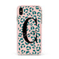 Personalised Leopard Print Pink Green Apple iPhone Xs Max Impact Case Pink Edge on Gold Phone