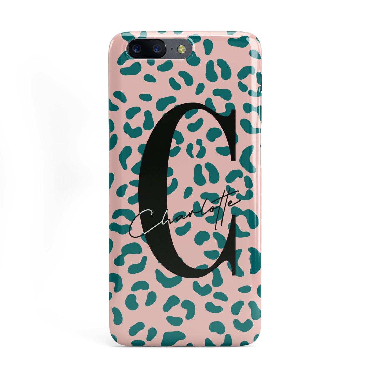 Personalised Leopard Print Pink Green OnePlus Case