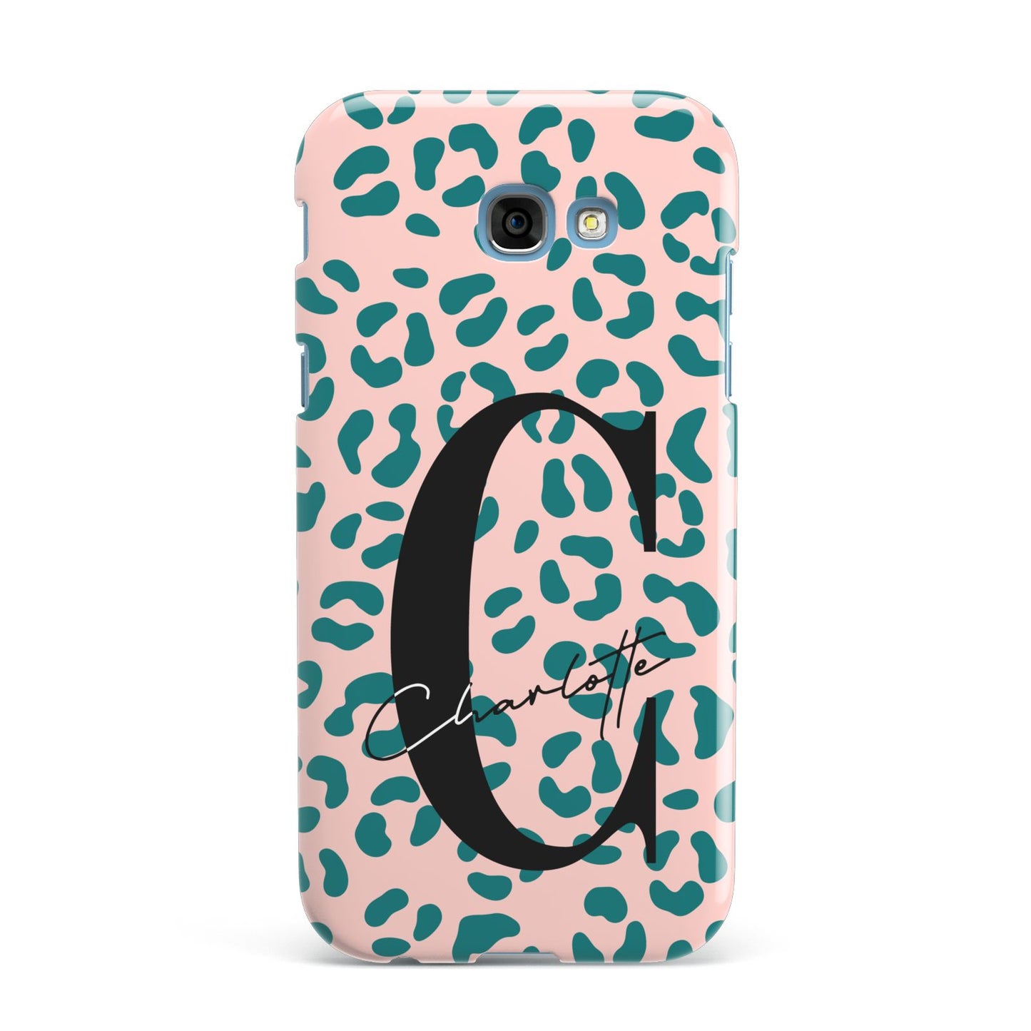 Personalised Leopard Print Pink Green Samsung Galaxy A7 2017 Case