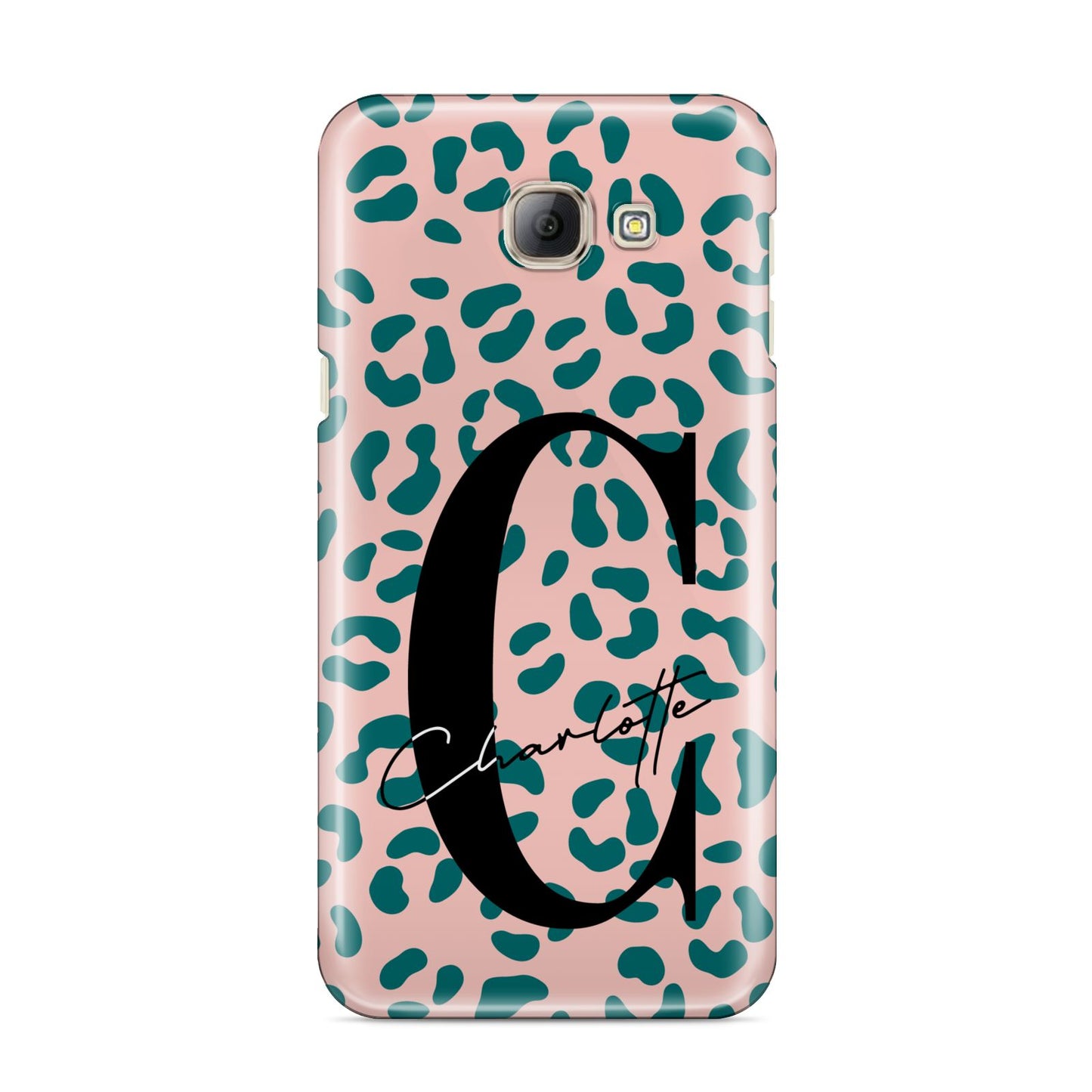 Personalised Leopard Print Pink Green Samsung Galaxy A8 2016 Case