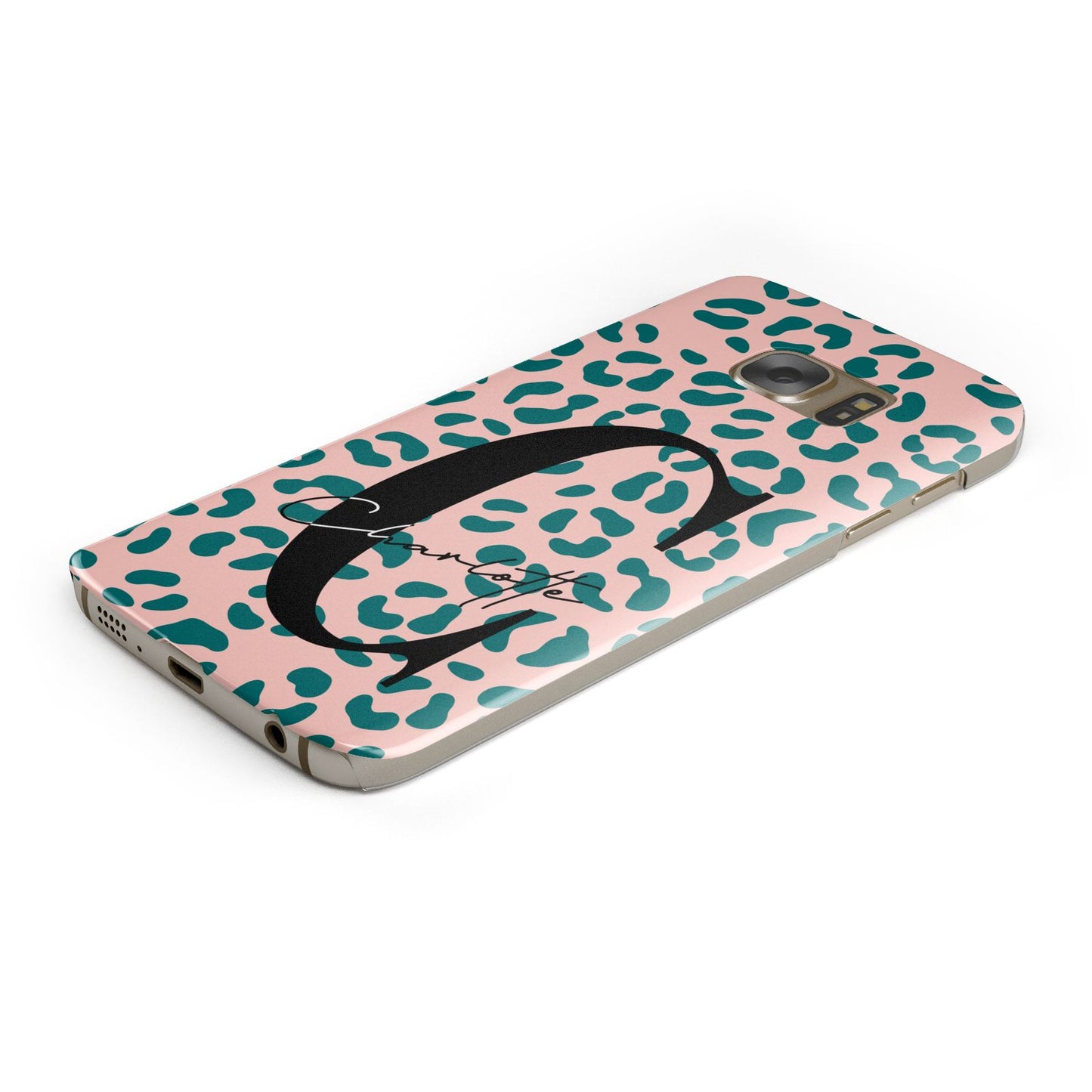 Personalised Leopard Print Pink Green Samsung Galaxy Case Bottom Cutout
