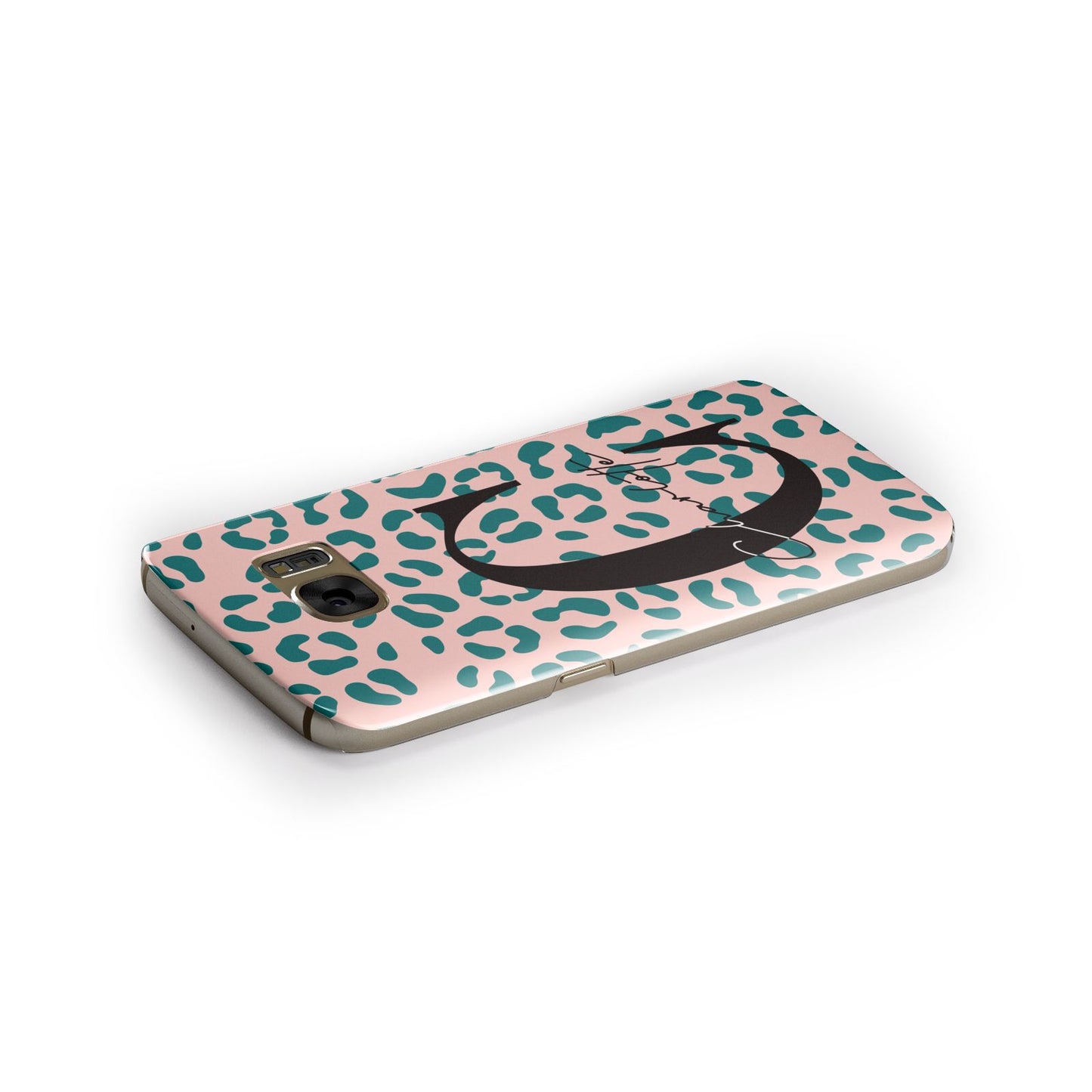 Personalised Leopard Print Pink Green Samsung Galaxy Case Side Close Up