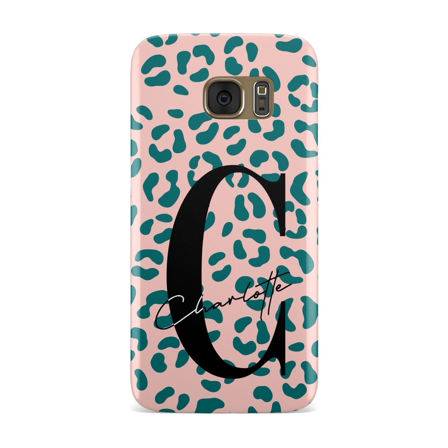 Personalised Leopard Print Pink Green Samsung Galaxy Case