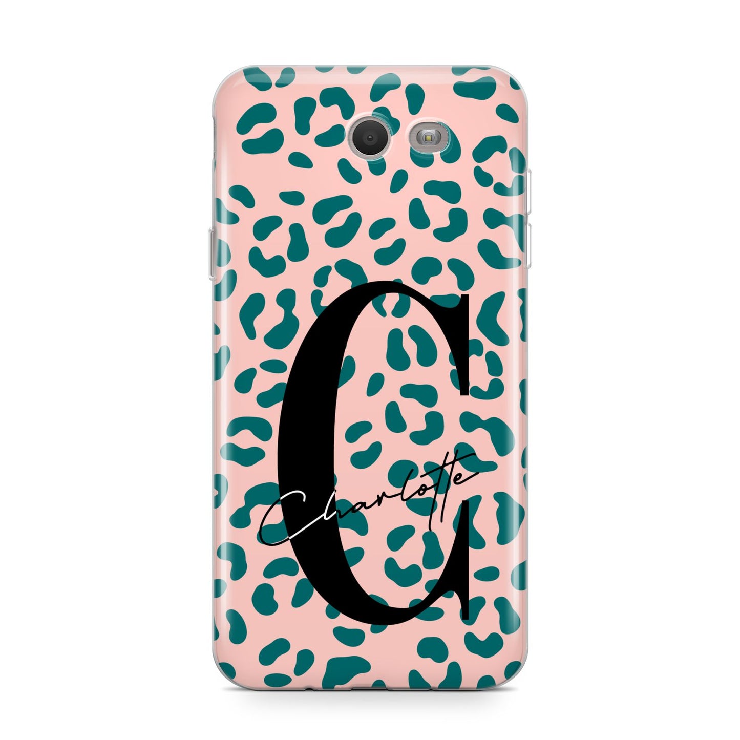 Personalised Leopard Print Pink Green Samsung Galaxy J7 2017 Case