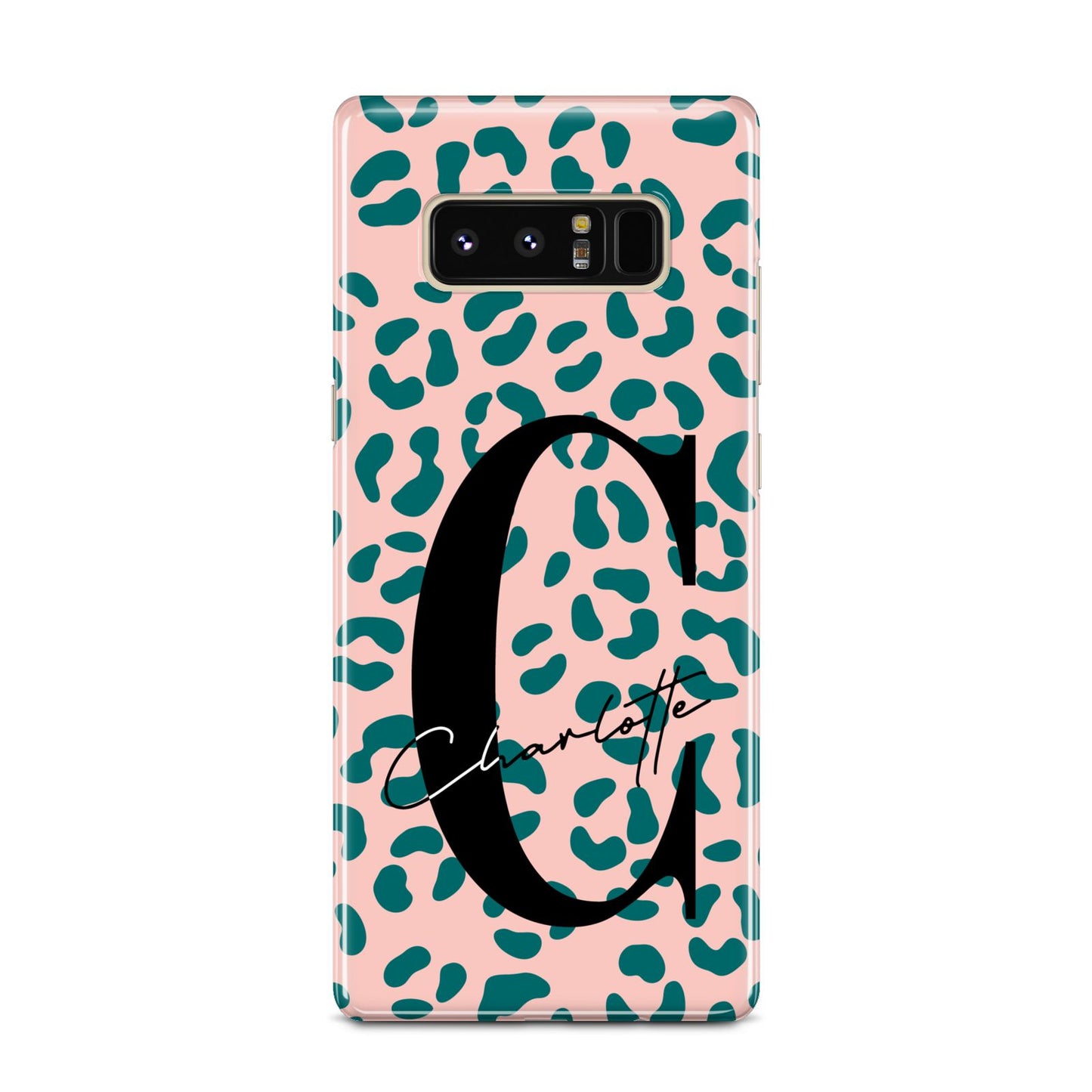 Personalised Leopard Print Pink Green Samsung Galaxy Note 8 Case