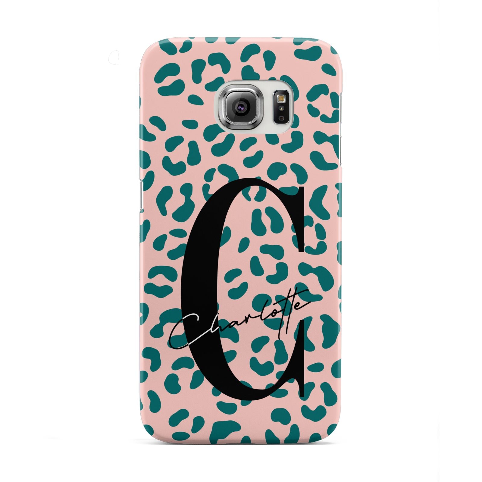 Personalised Leopard Print Pink Green Samsung Galaxy S6 Edge Case