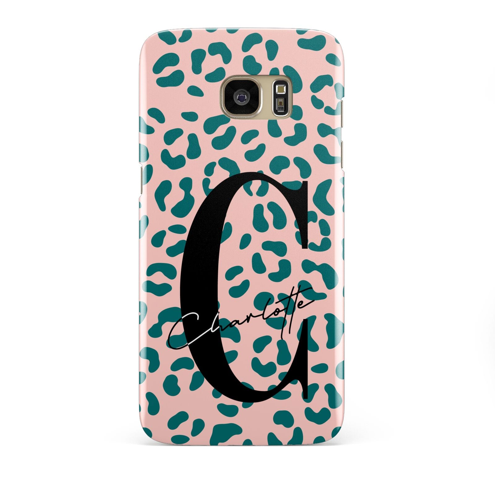 Personalised Leopard Print Pink Green Samsung Galaxy S7 Edge Case