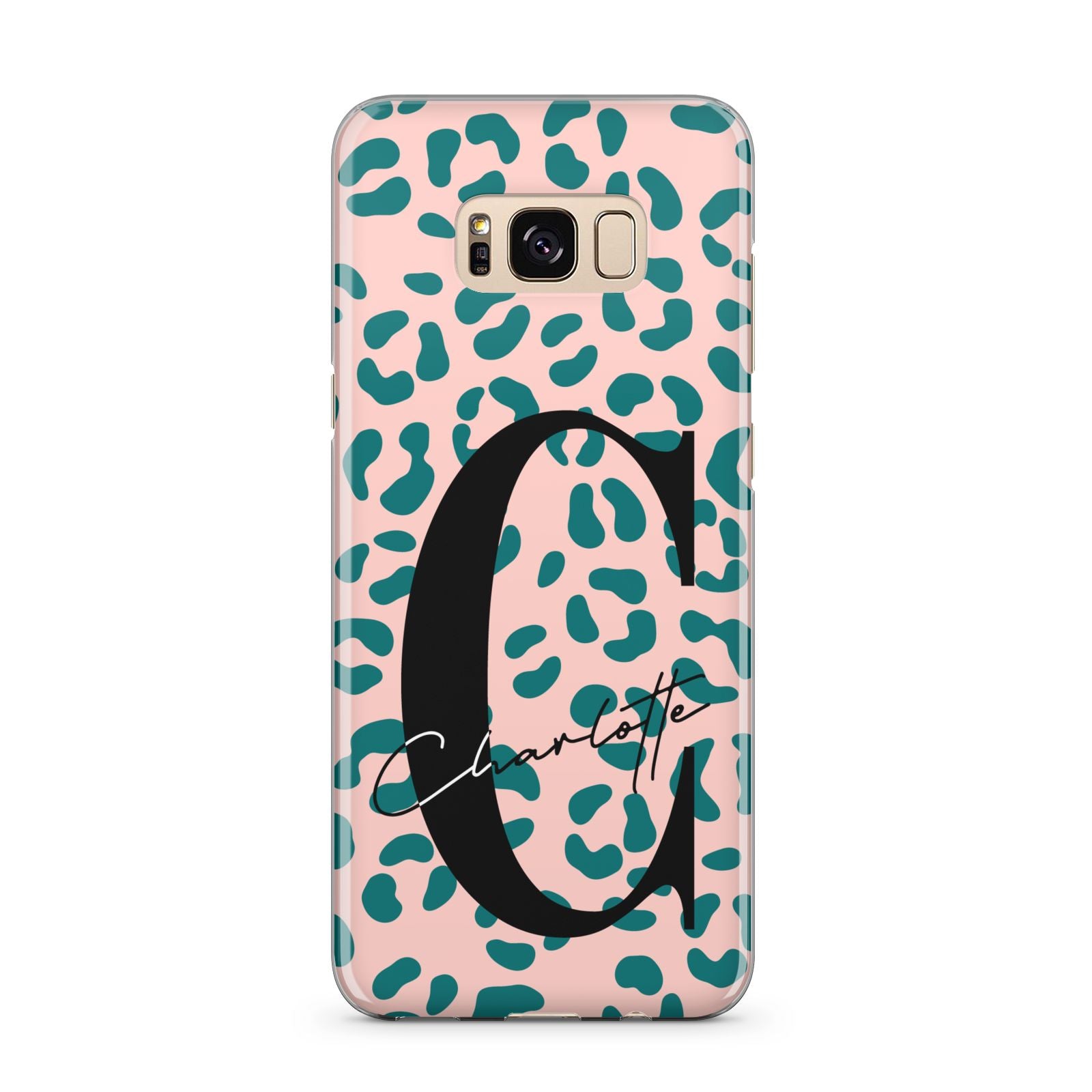 Personalised Leopard Print Pink Green Samsung Galaxy S8 Plus Case
