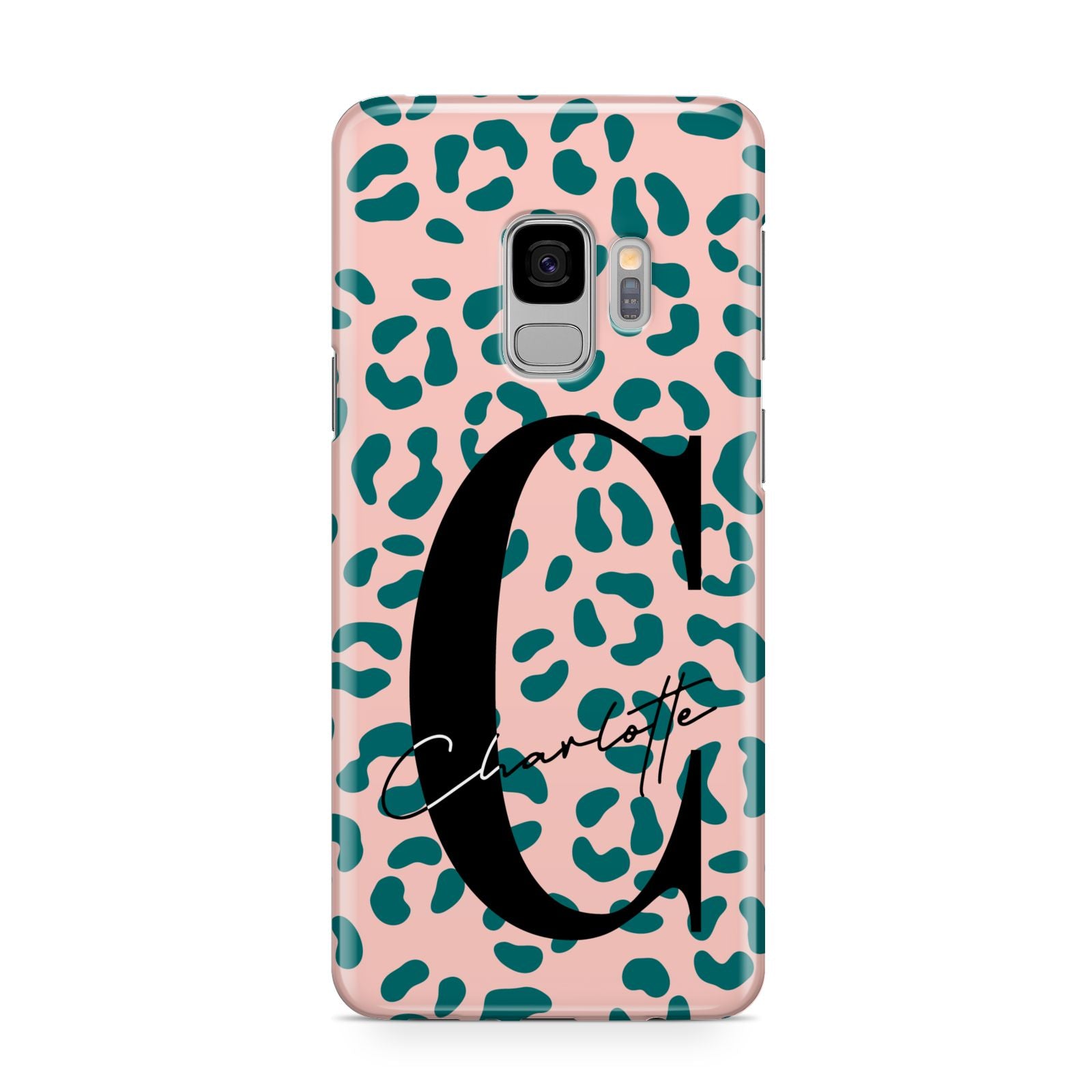 Personalised Leopard Print Pink Green Samsung Galaxy S9 Case