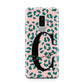 Personalised Leopard Print Pink Green Samsung Galaxy S9 Plus Case on Silver phone