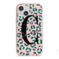 Personalised Leopard Print Pink Green iPhone 13 Mini TPU Impact Case with Pink Edges