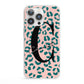 Personalised Leopard Print Pink Green iPhone 13 Pro Clear Bumper Case
