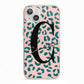 Personalised Leopard Print Pink Green iPhone 13 TPU Impact Case with Pink Edges