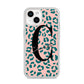 Personalised Leopard Print Pink Green iPhone 14 Clear Tough Case Starlight