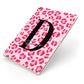 Personalised Leopard Print Pink Red Apple iPad Case on Gold iPad Side View