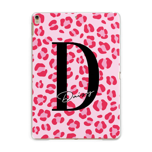 Personalised Leopard Print Pink Red Apple iPad Gold Case