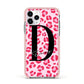 Personalised Leopard Print Pink Red Apple iPhone 11 Pro in Silver with Pink Impact Case