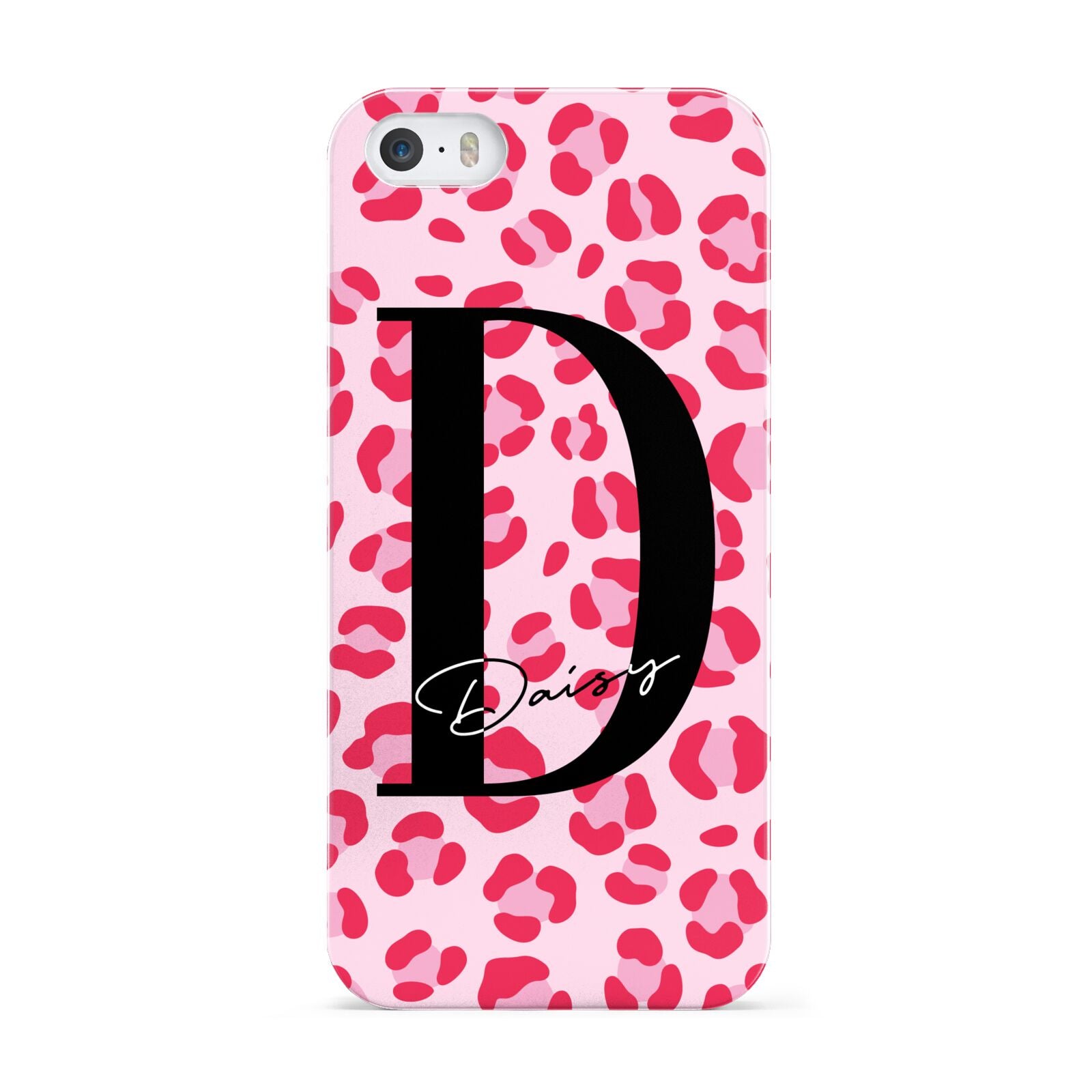 Personalised Leopard Print Pink Red Apple iPhone 5 Case