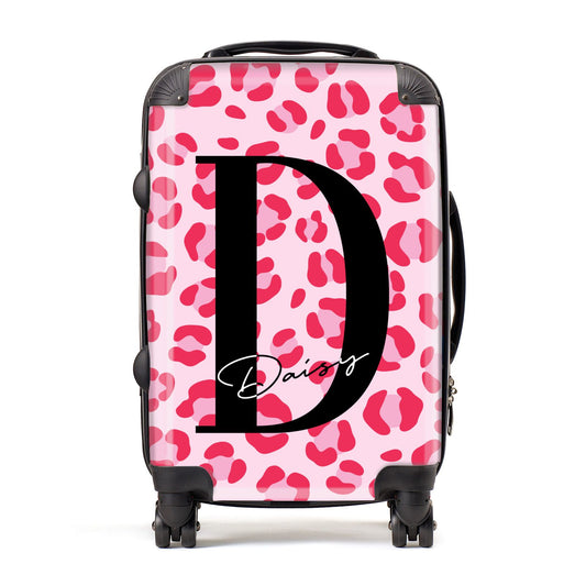 Personalised Leopard Print Pink Red Suitcase