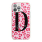 Personalised Leopard Print Pink Red iPhone 13 Pro Max TPU Impact Case with Pink Edges