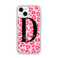 Personalised Leopard Print Pink Red iPhone 14 Clear Tough Case Starlight