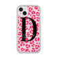 Personalised Leopard Print Pink Red iPhone 14 Plus Glitter Tough Case Starlight