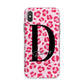 Personalised Leopard Print Pink Red iPhone X Bumper Case on Silver iPhone Alternative Image 1