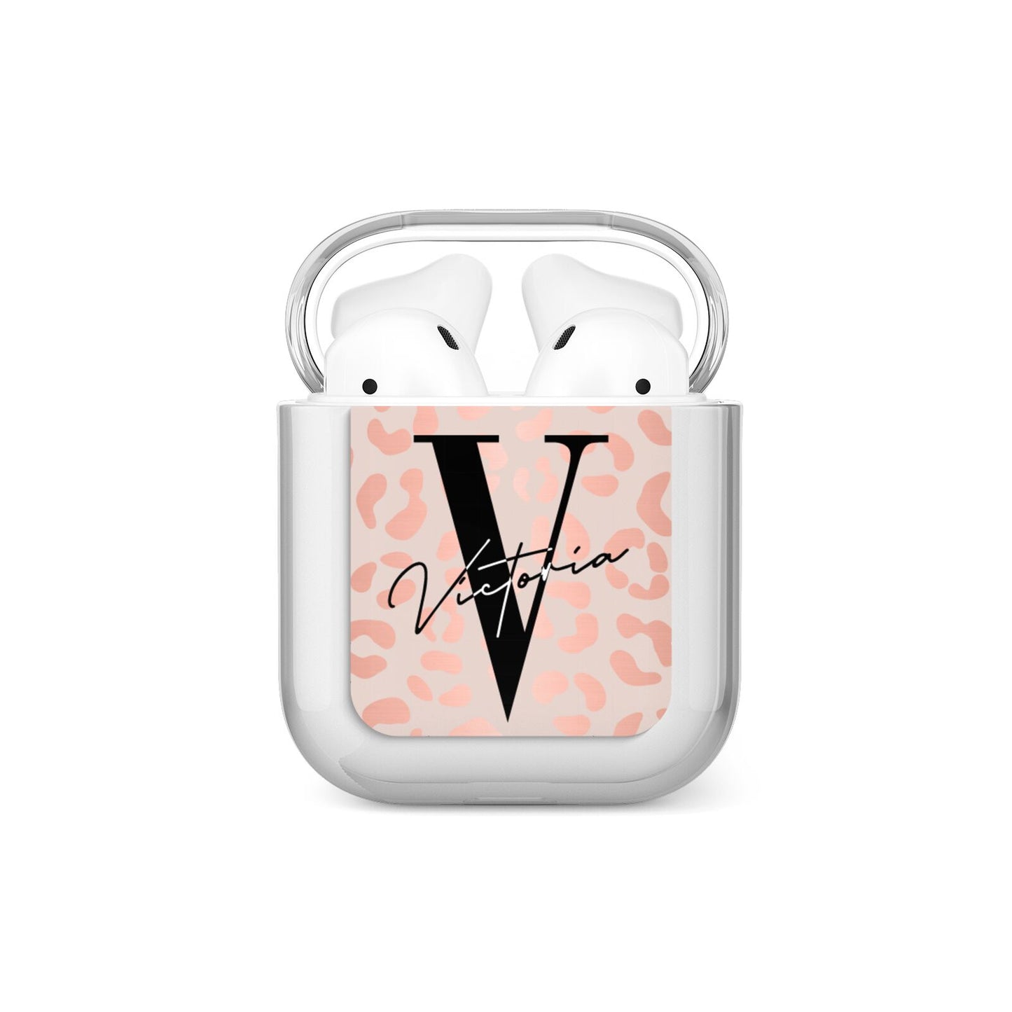 Personalised Leopard Print Rose Gold AirPods Case