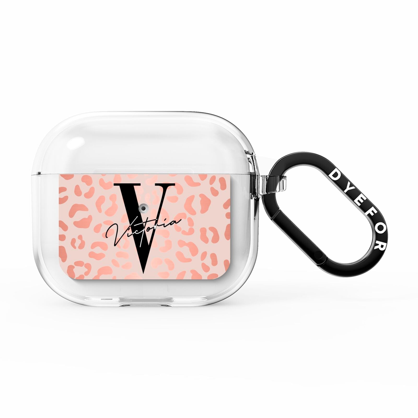 Personalised Leopard Print Rose Gold AirPods Clear Case 3rd Gen
