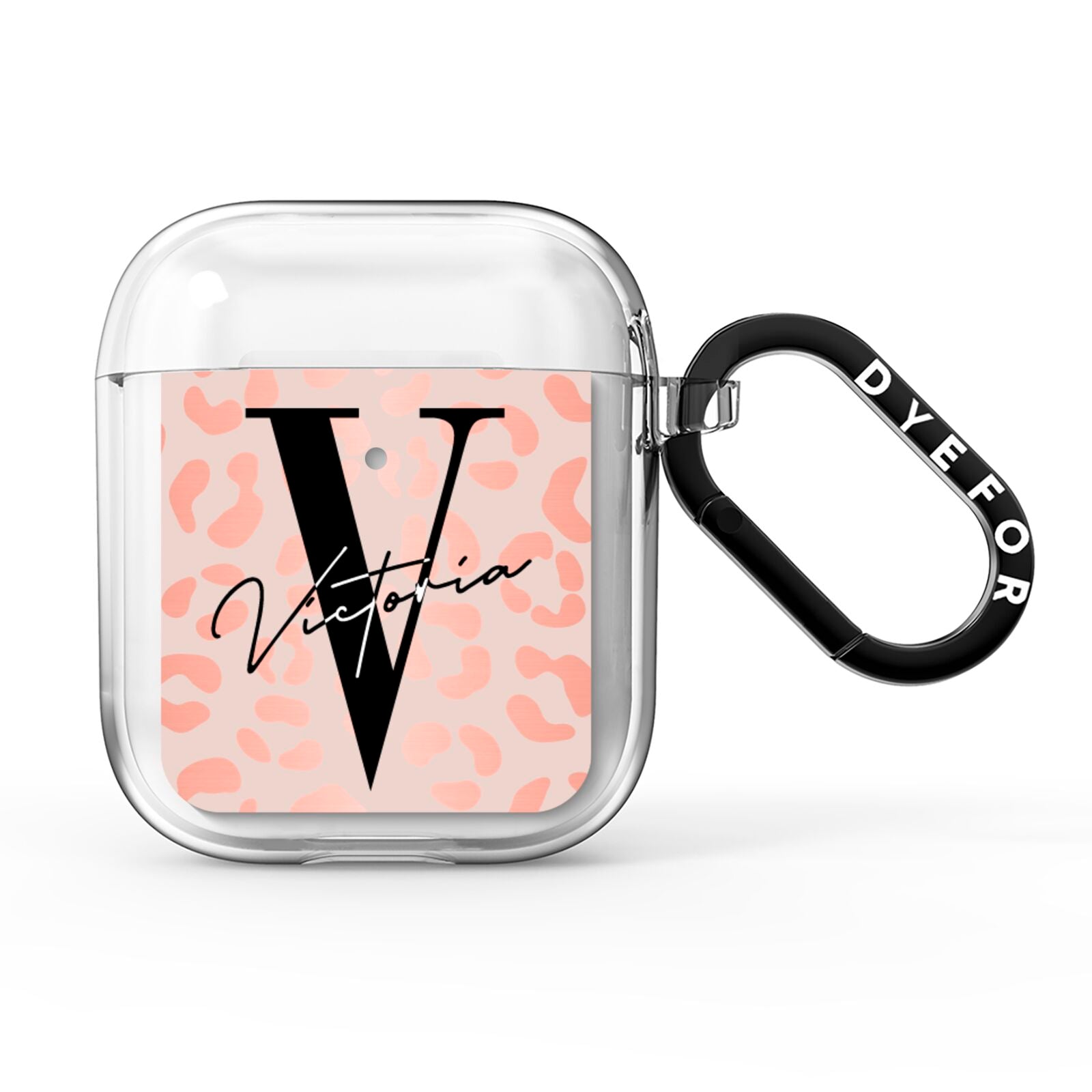Personalised Leopard Print Rose Gold AirPods Clear Case