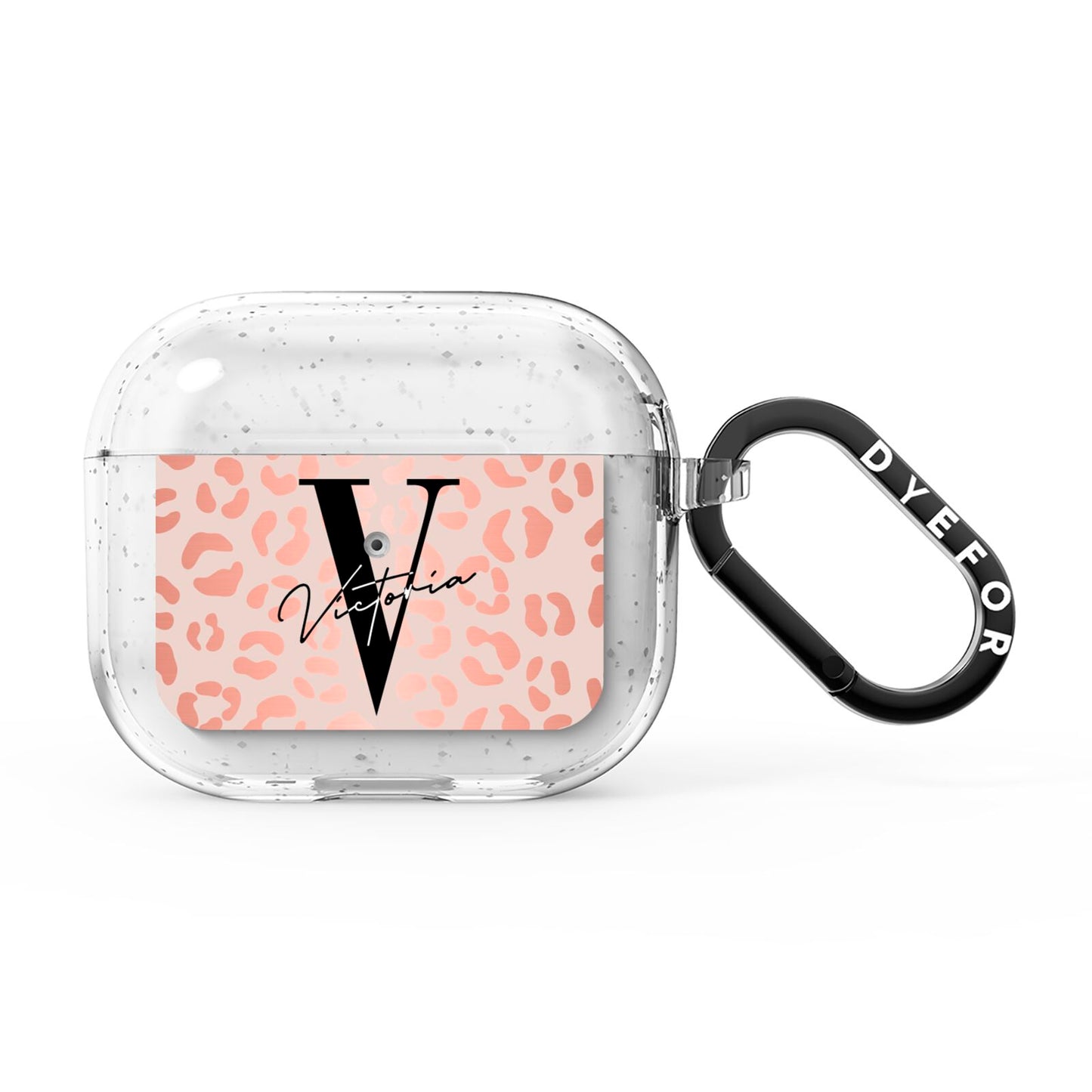 Personalised Leopard Print Rose Gold AirPods Glitter Case 3rd Gen
