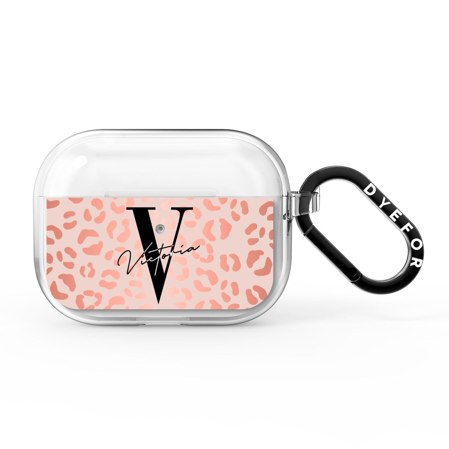 Personalised Leopard Print Rose Gold AirPods Pro Clear Case