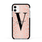 Personalised Leopard Print Rose Gold Apple iPhone 11 in White with Black Impact Case