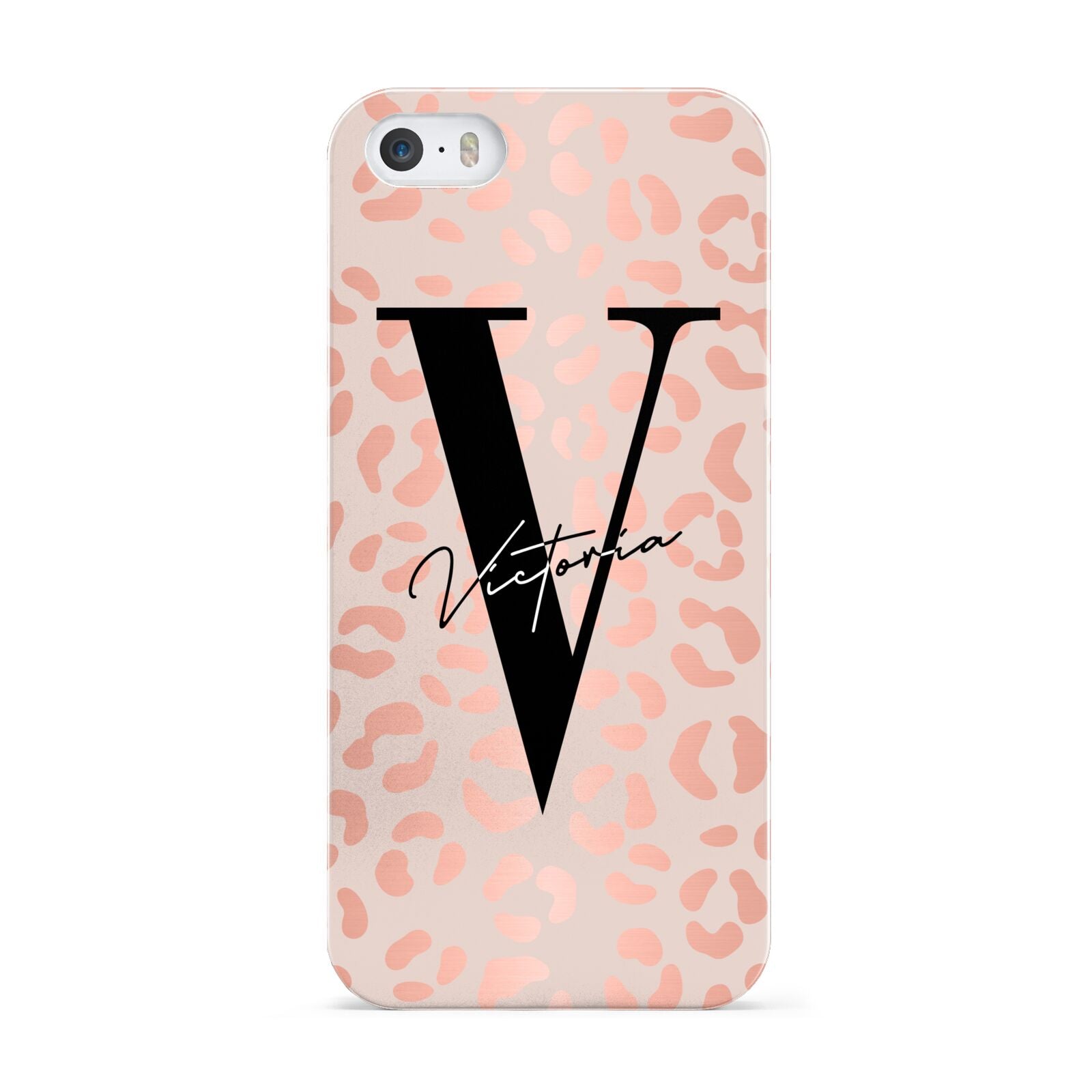 Personalised Leopard Print Rose Gold Apple iPhone 5 Case
