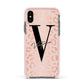 Personalised Leopard Print Rose Gold Apple iPhone Xs Impact Case Pink Edge on Black Phone