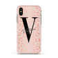 Personalised Leopard Print Rose Gold Apple iPhone Xs Impact Case Pink Edge on Gold Phone