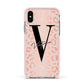 Personalised Leopard Print Rose Gold Apple iPhone Xs Impact Case Pink Edge on Silver Phone