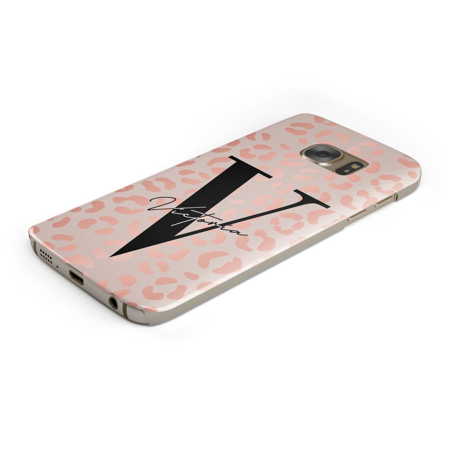 Personalised Leopard Print Rose Gold Samsung Galaxy Case Bottom Cutout
