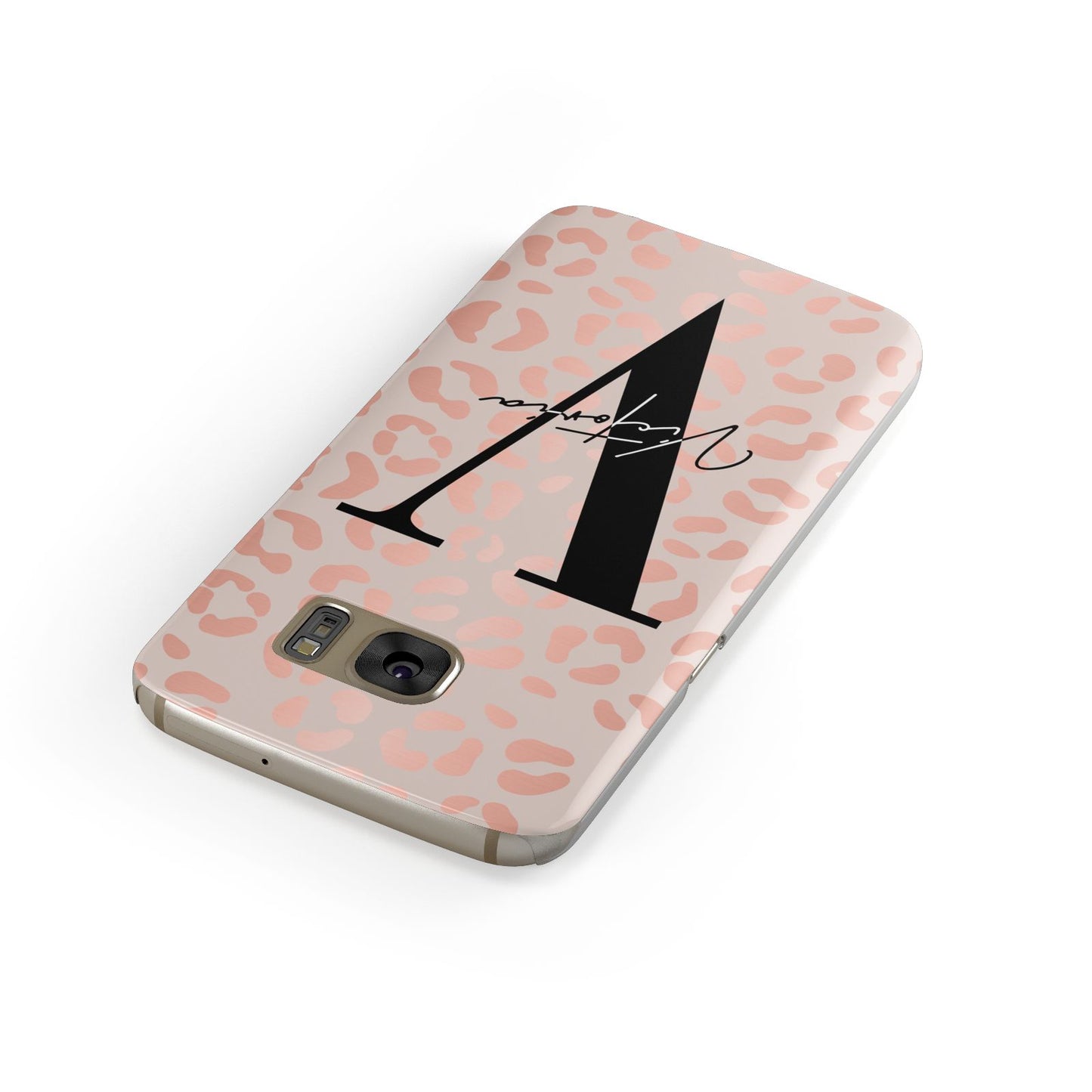 Personalised Leopard Print Rose Gold Samsung Galaxy Case Front Close Up