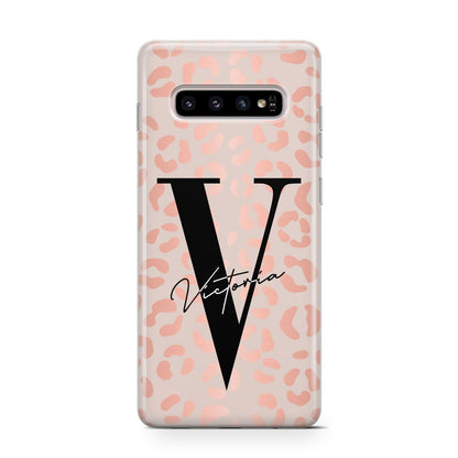 Personalised Leopard Print Rose Gold Samsung Galaxy S10 Case
