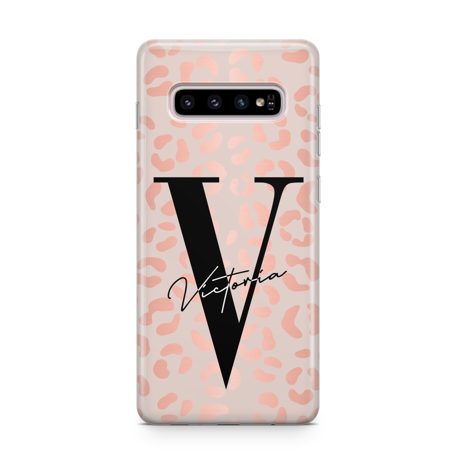 Personalised Leopard Print Rose Gold Samsung Galaxy S10 Plus Case