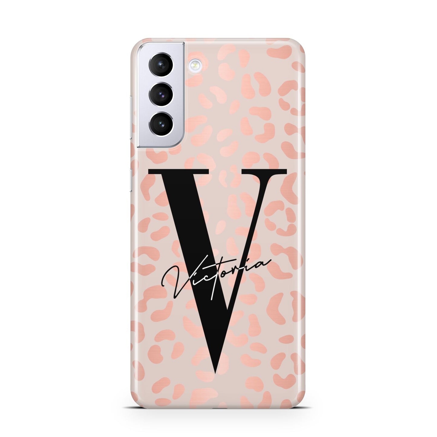 Personalised Leopard Print Rose Gold Samsung S21 Plus Phone Case