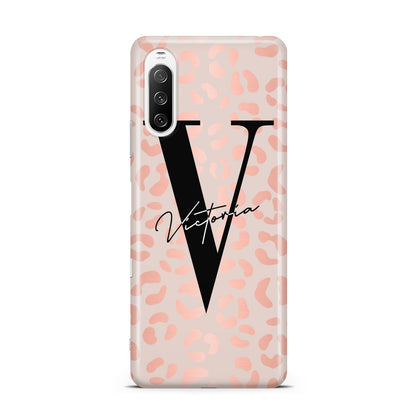 Personalised Leopard Print Rose Gold Sony Xperia 10 III Case