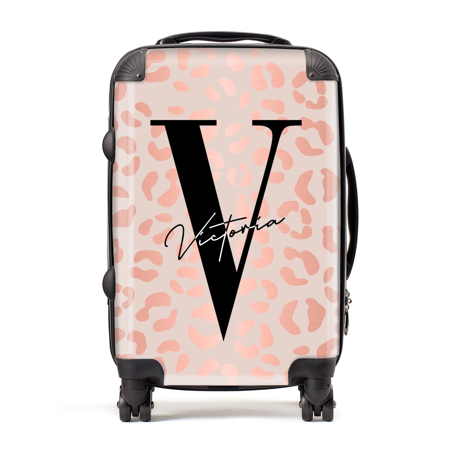 Personalised Leopard Print Rose Gold Suitcase