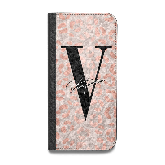 Personalised Leopard Print Rose Gold Vegan Leather Flip Samsung Case