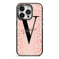 Personalised Leopard Print Rose Gold iPhone 14 Pro Black Impact Case on Silver phone
