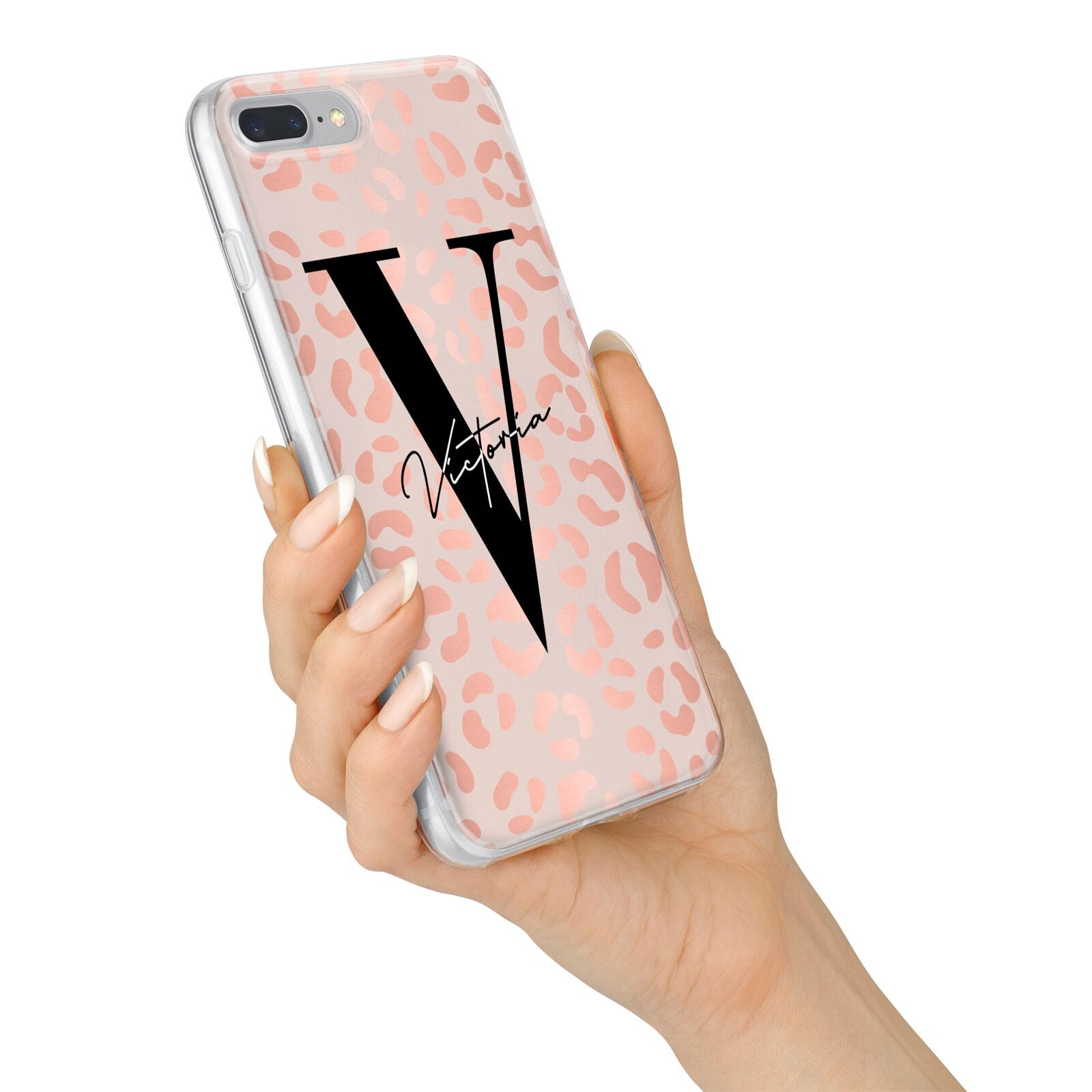 Personalised Leopard Print Rose Gold iPhone 7 Plus Bumper Case on Silver iPhone Alternative Image