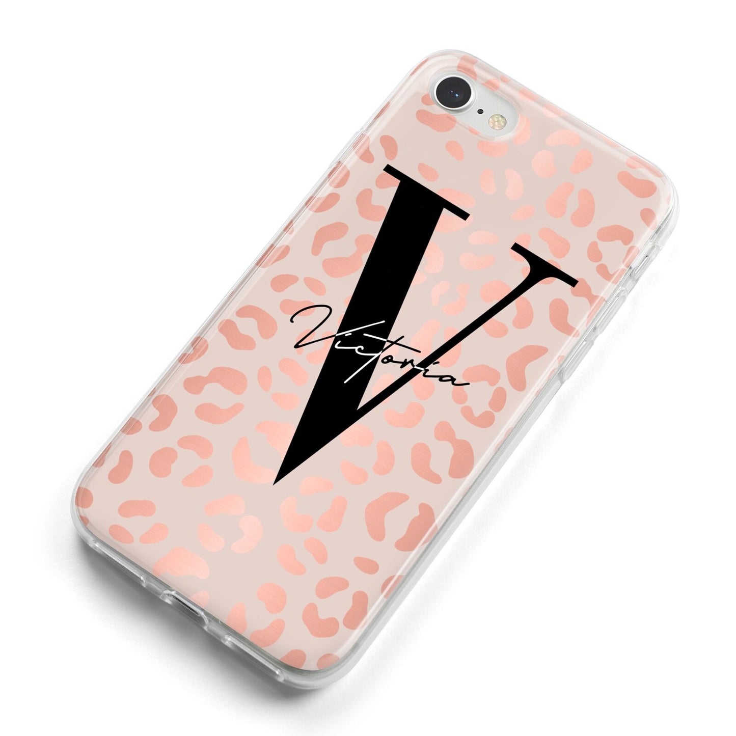 Personalised Leopard Print Rose Gold iPhone 8 Bumper Case on Silver iPhone Alternative Image