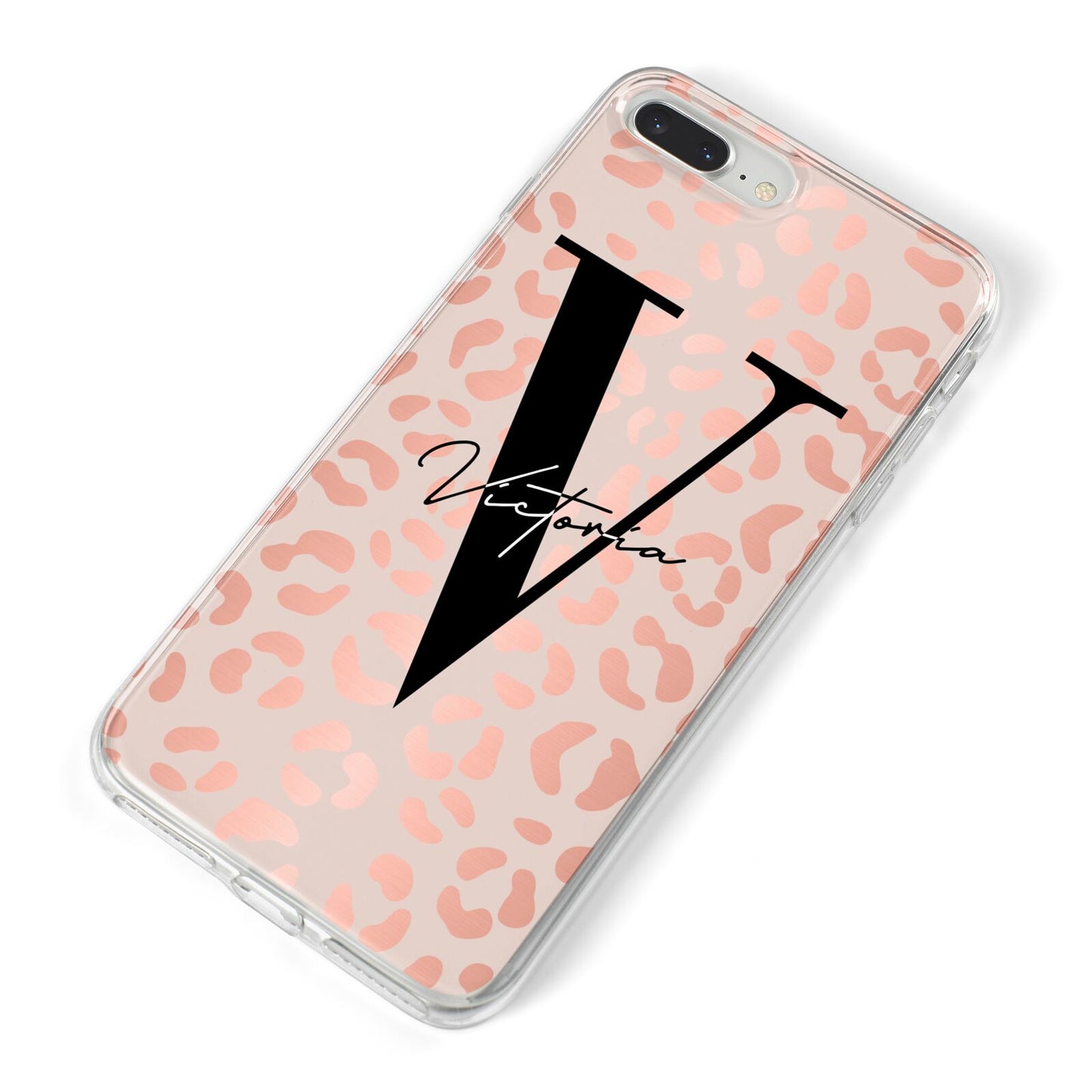 Personalised Leopard Print Rose Gold iPhone 8 Plus Bumper Case on Silver iPhone Alternative Image